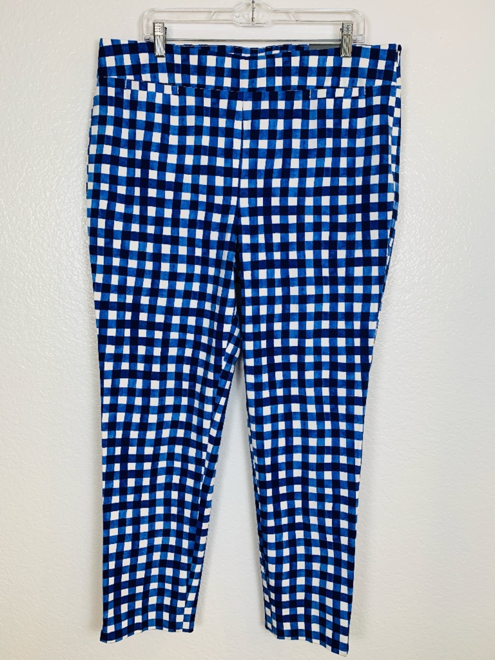 Talbots Chatham Ankle Pant Size 16 NEW Gingham Blue Plaid Side Zip Preppy